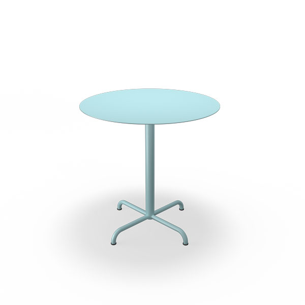 Tisch Pico mit rundem Aluminiumtischblatt und sternförmigem Gestell  