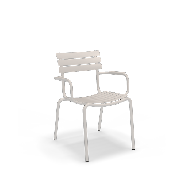  Stuhl Alua in Beige mit Armlehnen, aus pulverbeschichtetem Aluminium  