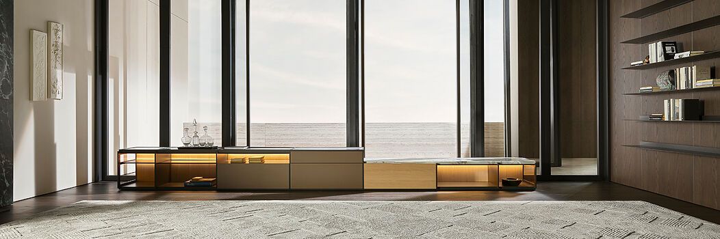 Bücherregal und Multimedia-Möbeln, entworfen von Vincent Van Duysen für Molteni&C