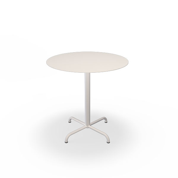 Tisch Pico von Houe mit runder cremeweißer Tischplatte und schlankem sternförmigem Gestell  