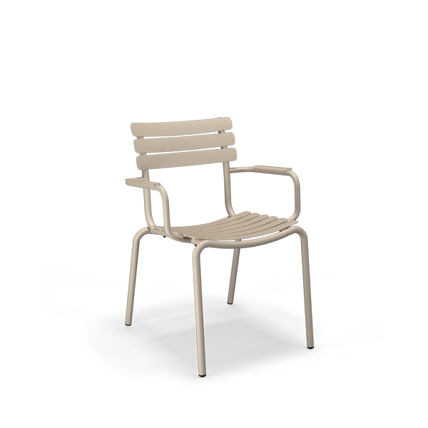 Stuhl Alua in Hellblau mit Armlehnen, pulverbeschichtetem Aluminium und Lamellen  