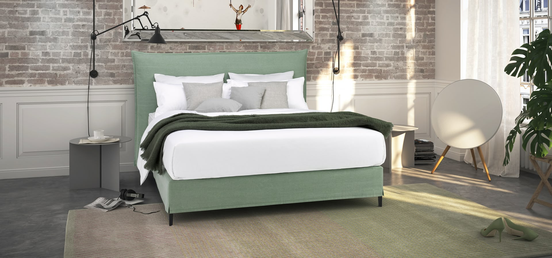 Boxspring Polsterbett 24seven Kopfteil Smart Volant von Tréca Paris