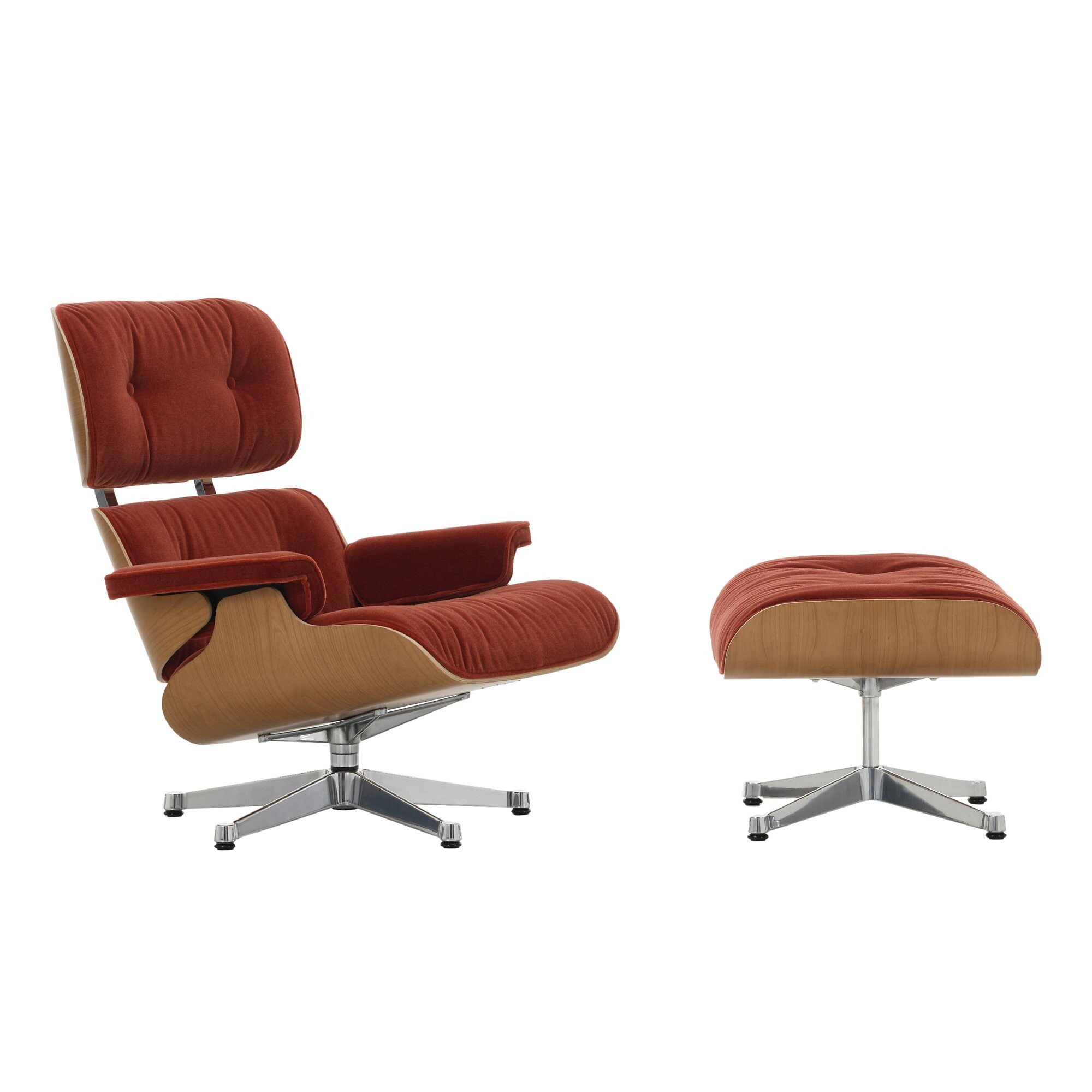 Lounge Chair mit Ottoman - Mohair-Velour Calma