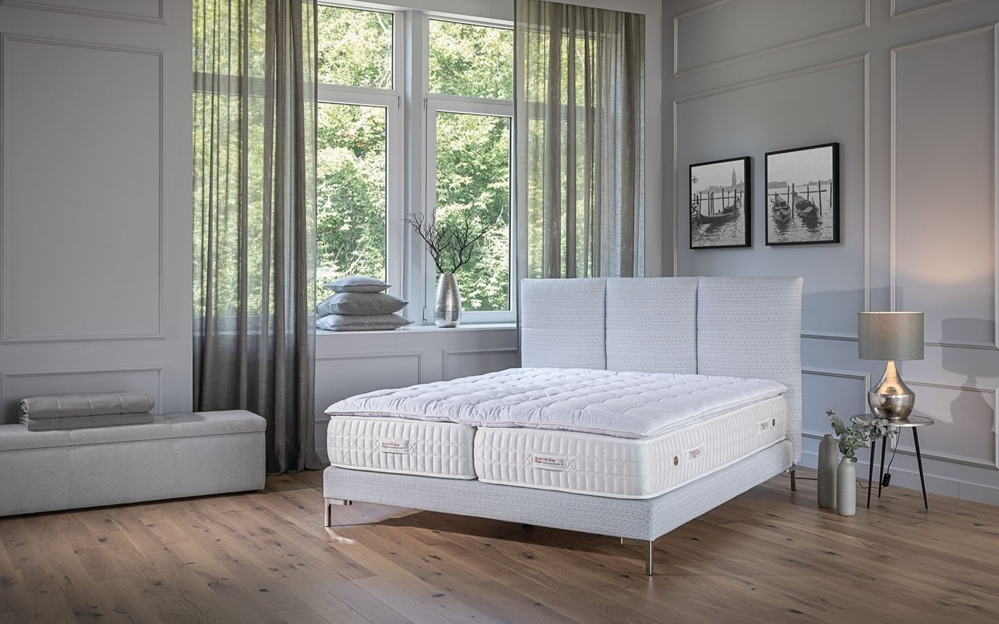 Boxspring Polsterbett Impérial Kopfteil Moon von Tréca Paris
