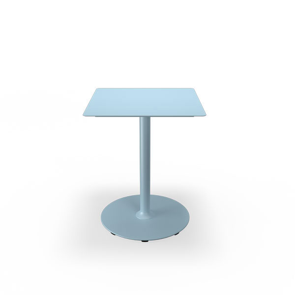 Runder Tisch Pico von Houe mit eisblauer Tischplatte und filigranem, sternförmigem Gestell  